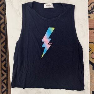 Women's Soulcycle Muscle Tee with Colorful Lightning Bolt
